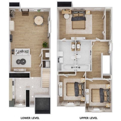 Floor plan for 3 beds, 2.5 baths, 1415 sqft